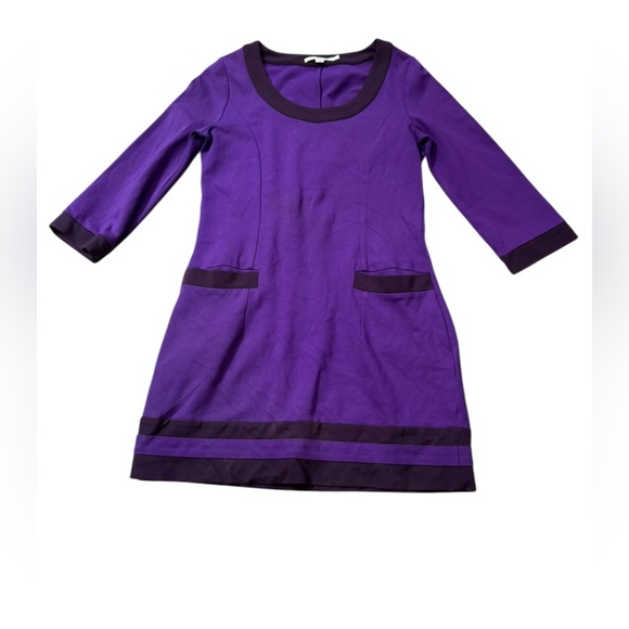 Boden Purple A-Line Dress with Crew Neck Sz 8 - Picture 1 of 5